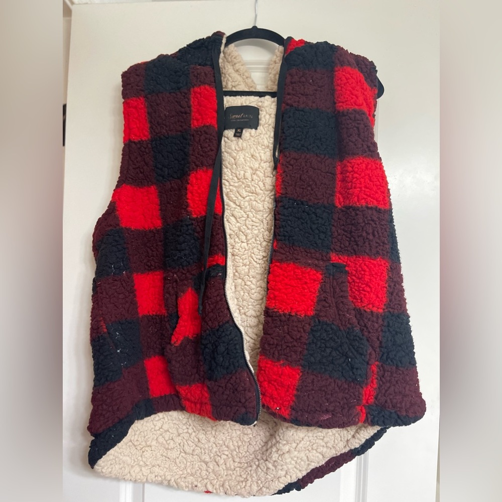 Plaid Sherpa Teddy Vest